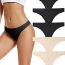 voenxe Seamless Women Underwear Thongs,No Show Ladies Thong,No Line Workout Breathable Comfortable Panties,Soft Undies,5-Pack (Small)