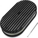 Universal 15'' Oval Fully Finned Air Cleaner, with Mounting bolt Black Aluminum Alloy Oval Polished Full Finned