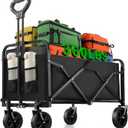 Collapsible Wagon Cart Foldable 360lbs Capacity, Lightweight Portable Beach Wagon, Shopping Carts with Wheels for Grocery, Camping, Shopping, Beach, Fishing, Garden Cart (120L)