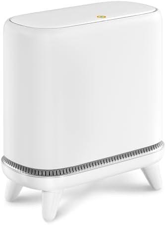 JUDRDO Bathroom Trash Can with Lid, Vacuum Adsorption Small Garbage Can 3.2 Gallon Press Top Lid Trash Bin with Legs Waterproof Waste Basket for Bathroom Bedroom Office Home RV