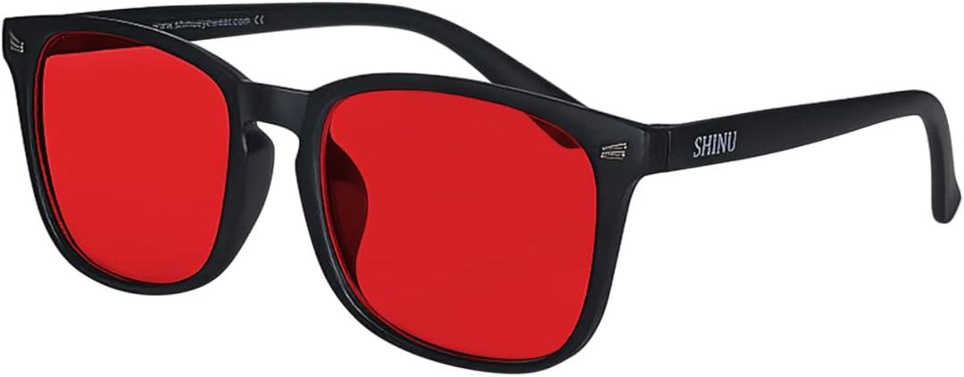Orange Red Lenses Glasses Blue Ray Filer Computer Glasses Light Blue Eyeglasses 100% Blcoking SH068D 2 pk