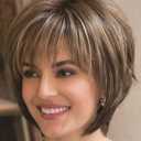Pixie Cut Layered Short Brown Wigs with Bangs Straight Synthetic Hair Wigs for White Women (Blonde Mixed Brown)