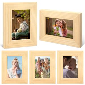 Kigley 6 Pcs 2.5 x 3.5 Inches Picture Frame Mini Rustic Picture Frames Wallet Size Wood Grain Table Desk Top Standing Fits Photo for Wall and Tabletop Picture Display