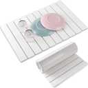 Stone Dish Drying Mat for Kitchen Counter, 23x15.3 Inch Large Fast-Absorbing Diatomaceous Earth Drying Pad, Quick Dry Foldable Stone Dish Mats for Countertop Dishes, Bottles, Cups and Utensils (White)