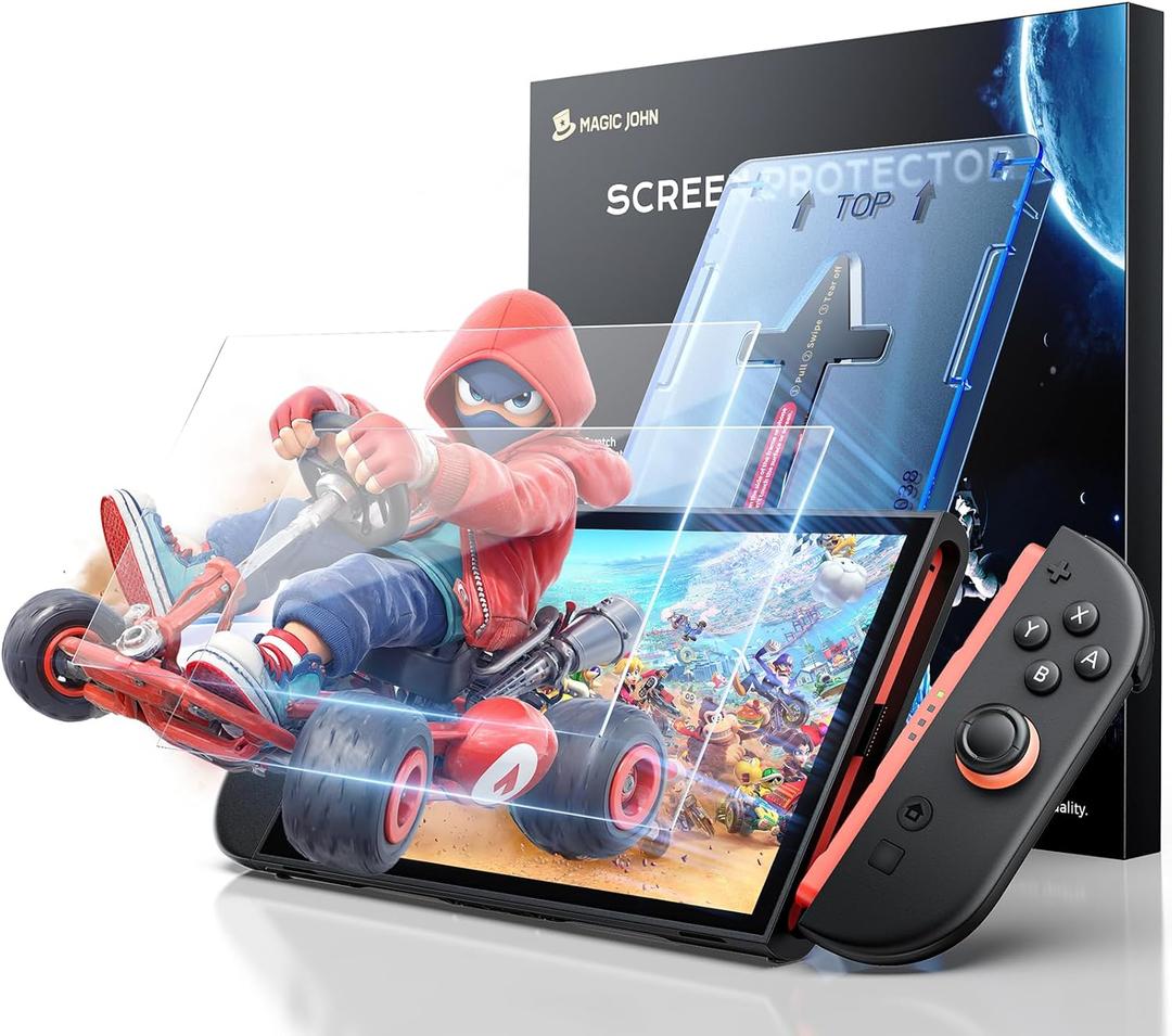 MAGIC JOHN 2 Pack for Nintendo Switch 2 Screen Protector 7.9'' [2025], 30s Installation, 9H Tempered glass, HD Clear, Auto-Dust Removal, Bubble Free, Compatible with Switch Console