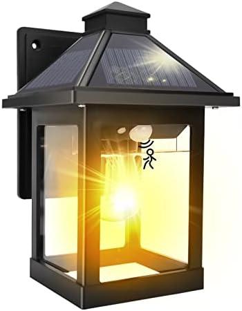 Nodfens Solar Wall Lanterns Outdoor with 3 Modes, Wireless Dusk to Dawn Motion Sensor LED Sconce Lights IP65 Waterproof, Exterior Front Porch Security Lamps Wall Mount Patio Fence Decorative
