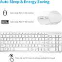 Wireless Keyboard Mouse Combo ;Compact Design with Number Pad, Rechargeable, Quiet, 2.4 GHz USB Receiver, Slim Keyboard and Ergonomic Mice Set for Windows Computer Desktop PC Laptop -Silver White