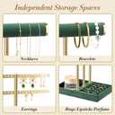 bussdis 3 Tier Bracelet Holder Display - Detachable T Bar Dark Green Velvet Bracelet Holder, Jewelry Holder Organizer for Bracelet, Necklace, Earrings, Rings