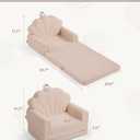 Blissful Diary Kids Couch, 2-in-1 Soft Toddler Couch Fold Out, Toddler Chair Comfy, Convertible Sofa to Lounger, Kids Furniture for Playroom, Gift for Birthday, Children's Day, Beige Shell