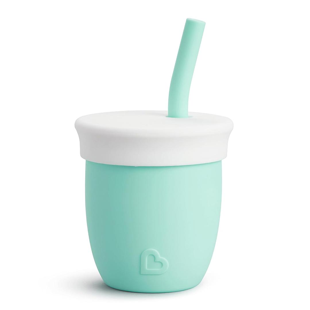 Munchkin Straw Cup with Removable Lid, for Babies and Toddlers 6 Months and Up, 4 Ounce, Silicone, Mint