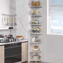 7 Tier Corner Shelf Stand Kitchen Organizer with Metal Frame for Organization & Storage Corner Shelves Kitchen Decor Accessories Marble White 64.7"