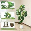 Faux Fiddle Leaf Fig Tree 5ft with White Planter 4 Trunk Fake Plants in Pot