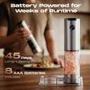 Electric Salt and Pepper Grinder Set, Battery Automatic Salt and Pepper Shaker with Adjustable Coarseness, Large Capacity Pepper Mill with LED Kitchen Appliances(Battery-Stainless Steel)
