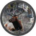 4 Pack Drawer Knobs Pulls Wildlife Elk Deer Crystal Glass Round Knobs Pulls Handles for Cabinets Dressers Kitchen Bathroom - Cupboards Wardrobes Hardware Furniture Knobs