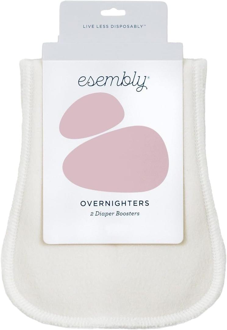Esembly Overnighters  Organic Cotton Cloth Diaper Booster Inserts with Stay-Dry Fleece  Reusable Nighttime Absorbency Doublers for Heavy Wetters  One Size, Pack of 2