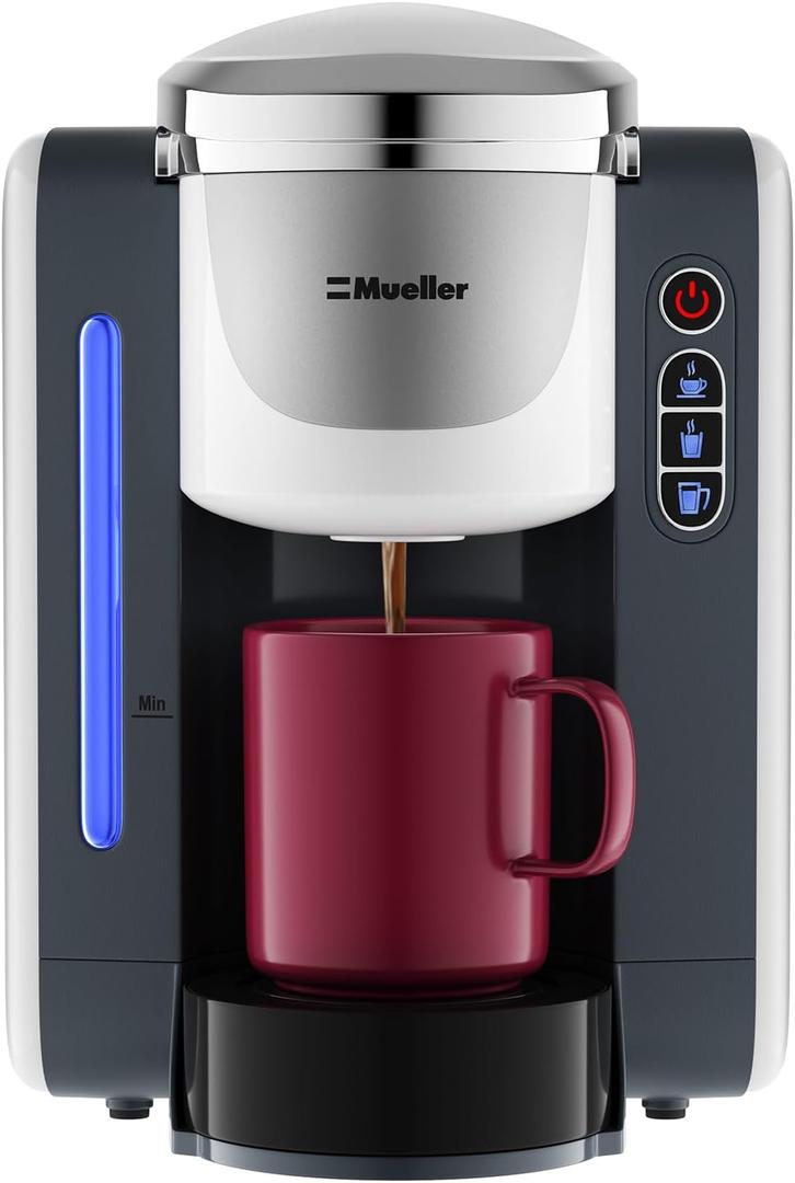 Mueller Single Serve Pod Compatible Coffee Maker Machine With 4 Brew Sizes, Rapid Brew Technology with Large Removable 48 oz Water Tank