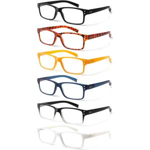 NORPERWIS Reading Glasses 6 Pairs Quality Readers Spring Hinge Glasses for Reading for Men and Women (6 Pack Mix Color -1, 5.00)