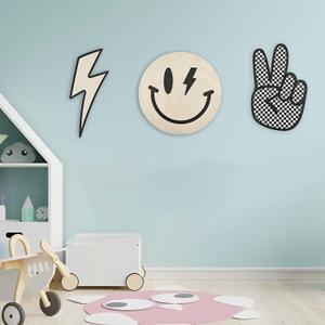 Xedatric Rad Little Dude Room Decor Peace Sign, Retro & Cool Stuff for Your Room 3-Piece Set, Ideal for Boy and Toddler Boy Rooms