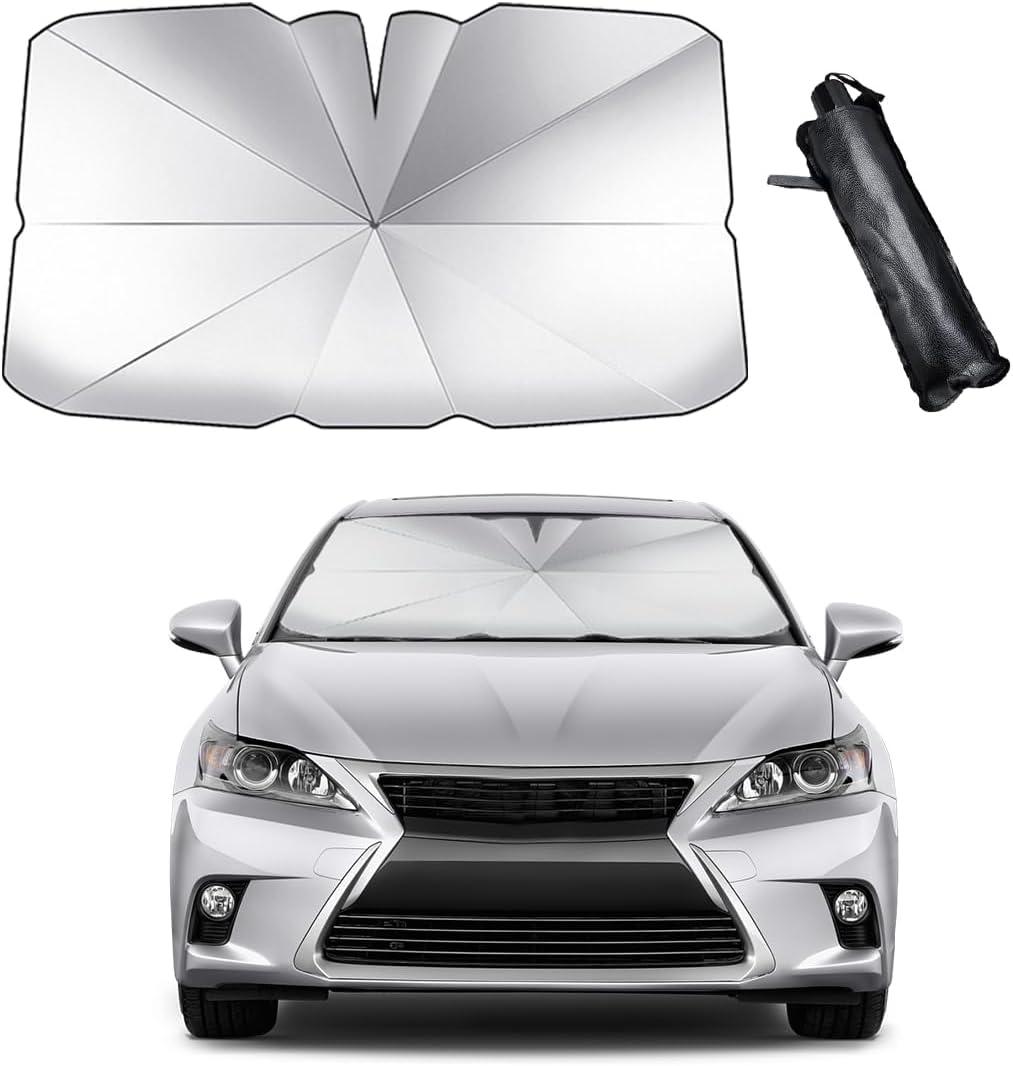 Car Windshield Sunshade Umbrella, Foldable Auto Windscreen Sun Shade Covers for Heat Protection Block UV Rays, Front Window Sun Visor Protector for Car SUV, Car Accessories (49.225.6 inches)
