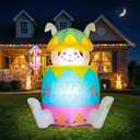 WINTS Pop Up and Down Easter Bunny Inflatables Outdoor Decoration,5Ft Inflatable Bunny in Easter Egg,Blow Up Rabbit Decoration Built-in LED Lights for Yard Party Lawn Spring