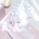 2Pcs Hair Bows for Girls Hair Clip Silk Hair Bow Ribbon Hair Accessories for Women Toddlers Infant Teens Kids,White-Silk