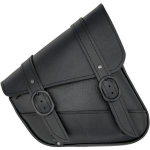 Black Synthetic Leather Black Jack Motorcycle Swingarm Bag for Sportster/Dual Shock Models - Black with Black Buckle - Made in USA by Willie & Max [59778-05]