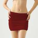 Women's Bodycon Mini Skirt Ruched Mesh Stretch Sexy Skirts (L)