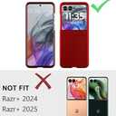 Case for Motorola Razr 2024/2025 - with Built-in Cover Screen Protector, Thin Hard Matte Polycarbonate Cover Phone Case for Moto Razr 2024/2025 - Red+Glass