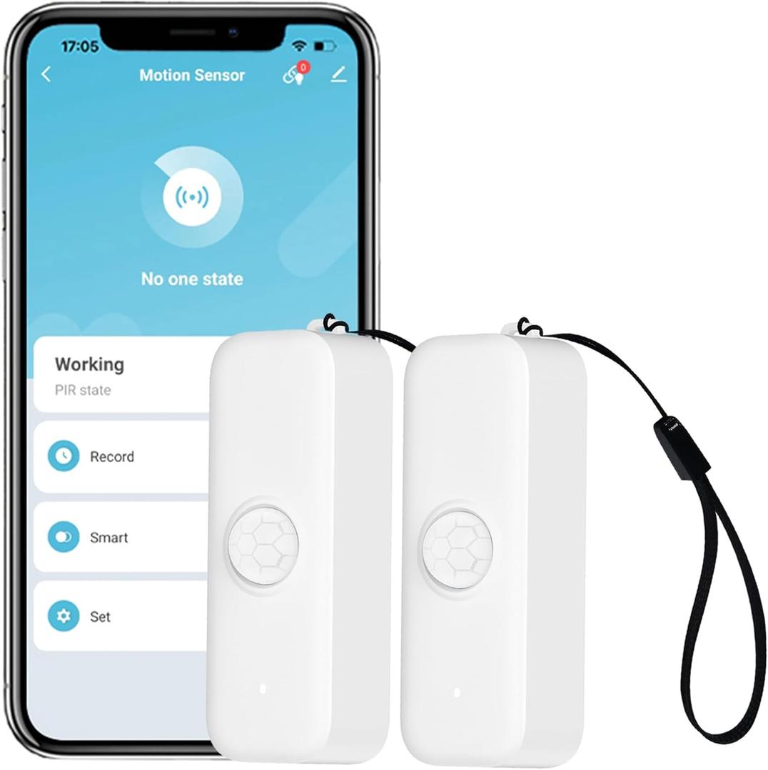 WiFi Smart Motion Sensor: Wireless PIR Motion Detector for Home Security, Infrared Motion Sensor with App Notification Alert, Support Voice Command Via Alexa (2-Pack)