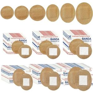 200pcs Small Bandage Bulk Round Oval for Face Fabric Adhesive Breathable Flexible Bandages for Small Wound Protection Care, 6 Sizes for Skin Wound Care