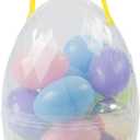 Large Easter Egg Container Filled with 17 Plastic Easter Eggs - Easter Supplies and Decor, Color May Vary