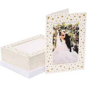 36 Pack Photo Insert Greeting Cards with Envelopes Included, Gold Stars Border, 5 x 7 In Photos, Durable Paper Picture Frames for Birthdays, Anniversaries, Weddings