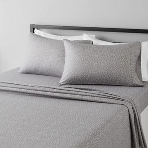 Amazon Basics Lightweight Wrinkle Free, Breathable Brushed Microfiber 4-Piece Bed Sheet Set with 14-Inch Deep Pockets, Full, Gray Arrows, Geometric