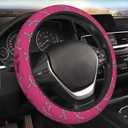 Be Strong Be Fearless Steering Wheel Cover for Women Men, Pink Ribbon Breast Cancer Survivor Awareness Neoprene Steering Wheel Protector Case Soft Elastic Universal Auto Car Accessories Decor 15 Inch