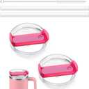 30 OZ Tumbler Lid Replacement for Stanley Cup, 2 Pack Flip Straw Replacement Lids with 2 Straws for 30 OZ Tumbler, Spill Proof Tumbler Lids for Stanley Cup (Clear - Hot Pink)