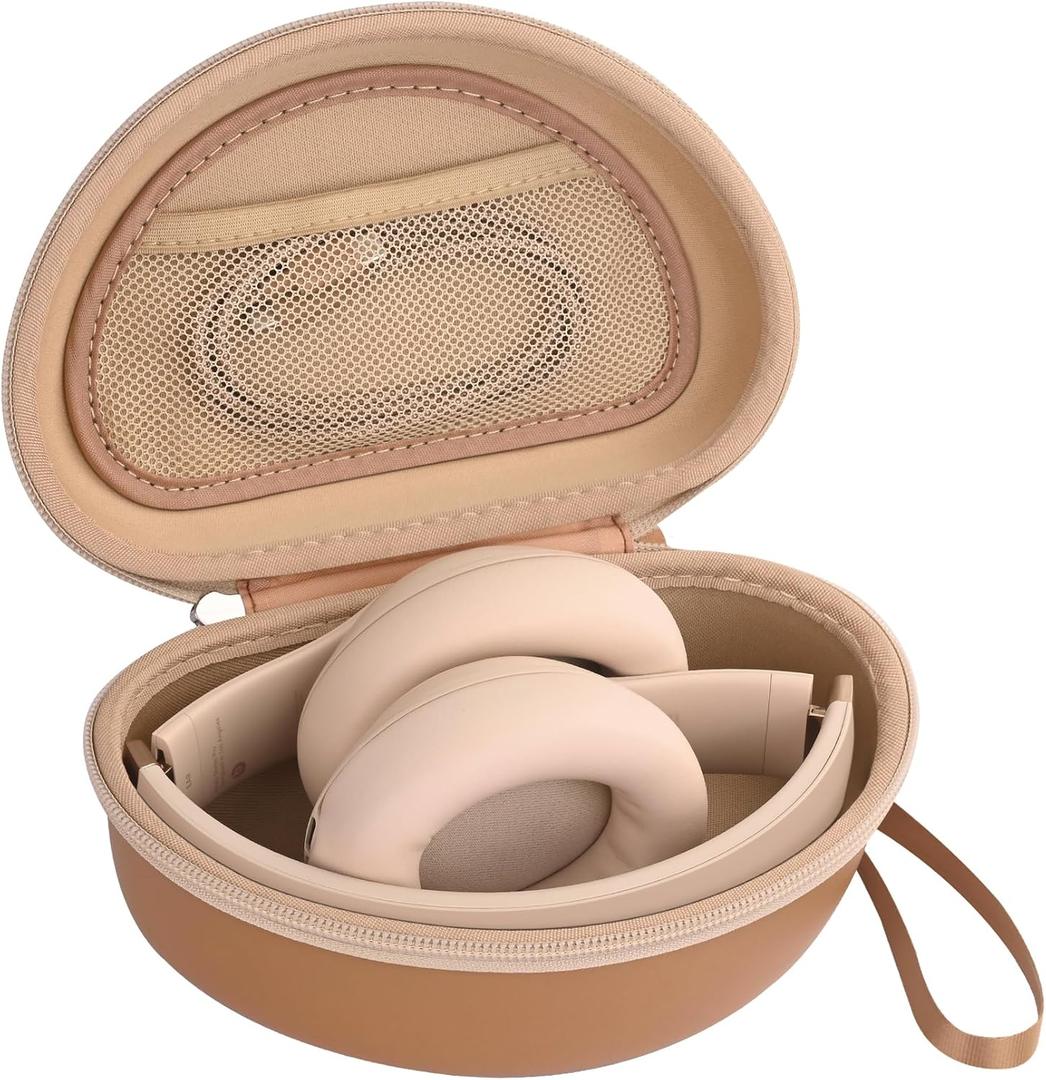 Hard Headphone Case for Beats Solo 4/3 / 2, Studio Pro, Studio 3, Over Ear Headphone Carrying Case with Storage Cable Bag Strap for Travel (Khaki)