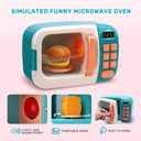 CUTE STONE Microwave Toys Kitchen Play Set, Kids Pretend Play Electronic Oven with Play Food, Kids Cookware Pot and Pan Toy Set, Cooking Utensils, Great Learning Kitchen Toys for Girls Boys