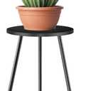 KINNARY Plant Stand Indoor, Mid Century Wood Plant Stand Black Plant Table for Flower Pots, Tall Metal Plant Holder, Modern Home Decor Small Round Side End Table (11.8"x16")