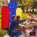Tingjoo 3 Pcs Blue and Gold Ring Arch Backdrop Cover Set 4ft 5ft 6ft Video Game Birthday Party Decorations Polyester Arch Stand Cover for Photo Props Cosplay Backdrop Decor