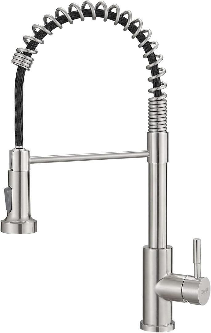 GIMILI Kitchen Faucet with Pull Down Sprayer Single Hole Stainless Steel Sink Faucet, Suitable for Farmhouses, RV, Laundry Room, Outdoor, and Campers. Llave para fregadero de cocina Brushed Nickel