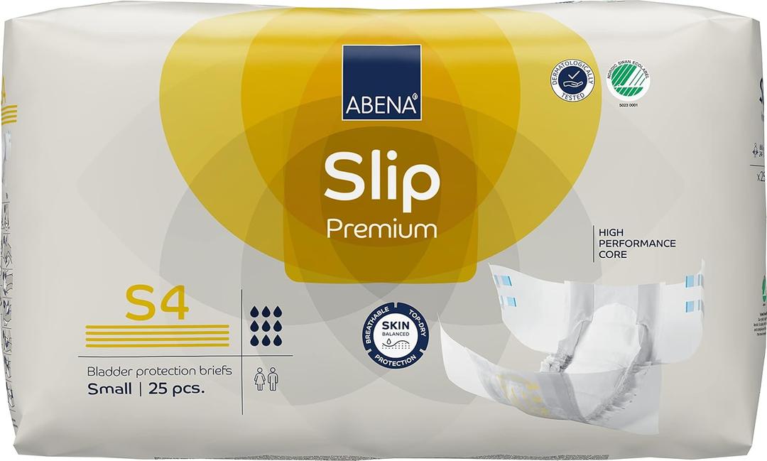 Abena Slip Premium Incontinence Briefs, Level 4, (Small to Extra Large Sizes), Small, 75 Count