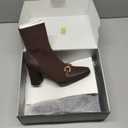 NEWBELLA Women's Vintage Ankle Boots with Chain Detail, Classic Style,Brown 7.5