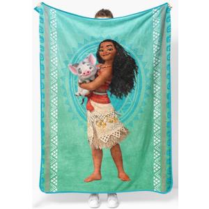 Jay Franco Plush Throw Blanket 46" x 60" Inches Kids Hero Soft & Cozy Fleece Throw for Bedroom & Couch Dcor, Official Licensed Product, Teal - Moana