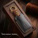 Leather Key Fob Cover with Keychain Compatible with Lexus RX ES GS LS NX RS GX LX RC LC (BLACK)