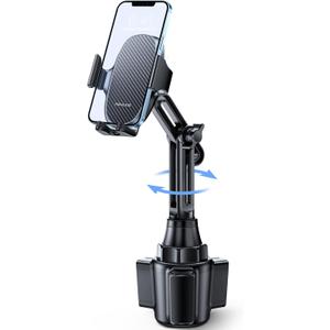 Miracase [2025 Latest Upgraded] Universal Cup Phone Holder for Car, [Rotatable & Adjustable] Long Neck Car Cup Holder Phone Mount Compatible with iPhone, Samsung, Google & More Smartphones (Black-Carbon Fiber)