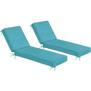 Sundale Outdoor Olefin Chaise Lounge Cushion Set of 2, Water-Resistant Patio Lounge Chair Cushion, Thick Lounger Pad with 8 Straps Teal, 80 x 26 x 4 Inches