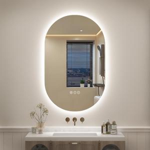 SMIROR Oval Backlit LED Bathroom Mirror, 20x32 Pill-Shaped Lighted Vanity Mirror with Lights for Wall, Dimmable, 3 Colors Lighting, Anti-Fog, Memory Function (Horizontal/Vertical)