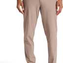 Reebok Men’s 5-Pocket Voyager Oblong Pant, Tapered Slim Fit, Lightweight Poly Double-Knit Fabric, Driftwood, 36X32