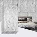4Pcs Faux Stone Wall Panel 43.3''x23.6'',Lava Stone Design, White | PU Stone Wall Panel for Interior Wall Decor, Bedroom, Living Room, Office