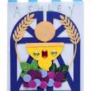 Mindsoft First Communion Banner Kit 9 x 12 Inches Catholic Craft Pack Banner Decorating Kit with Felt Pieces Glitter Pens Glue Gems DIY Sunday Church Activity for Baptism Party Decoration(Blue)